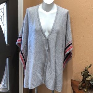 Aqua cashmere gray button up poncho